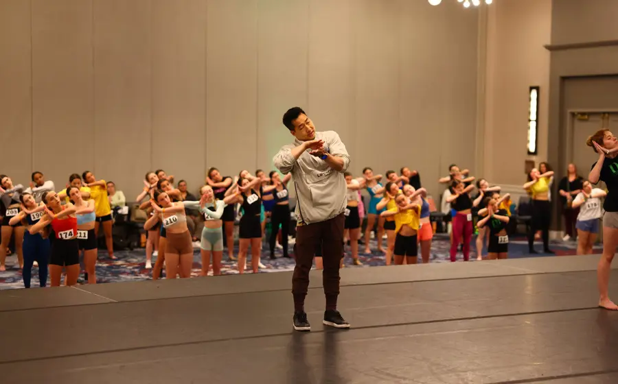 Dancers learning choreography in a DPC convention class